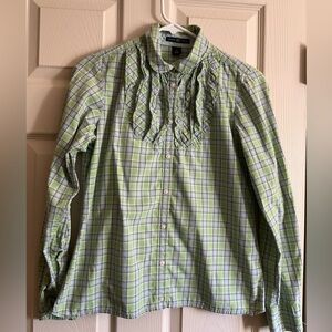 Gap Size 6 Green Cotton Button Down Long Sleeve